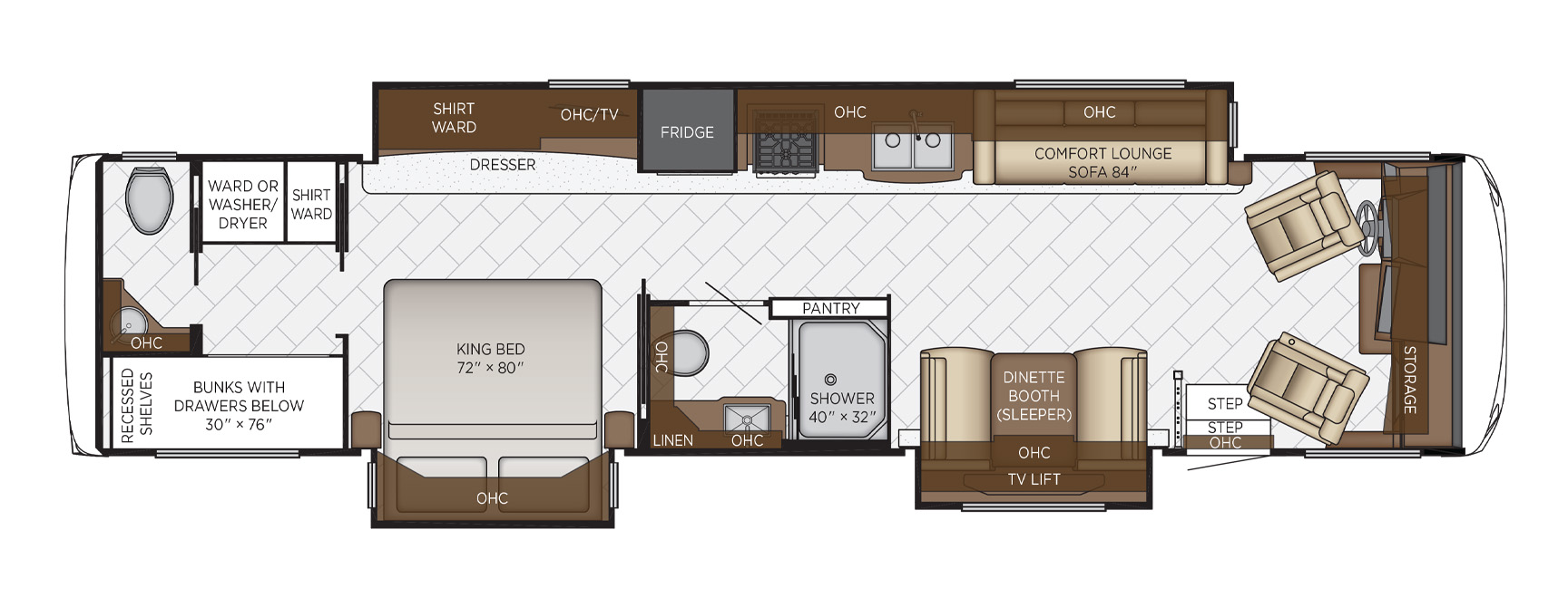 The floor plan of the Newmar Canyon Star 3929