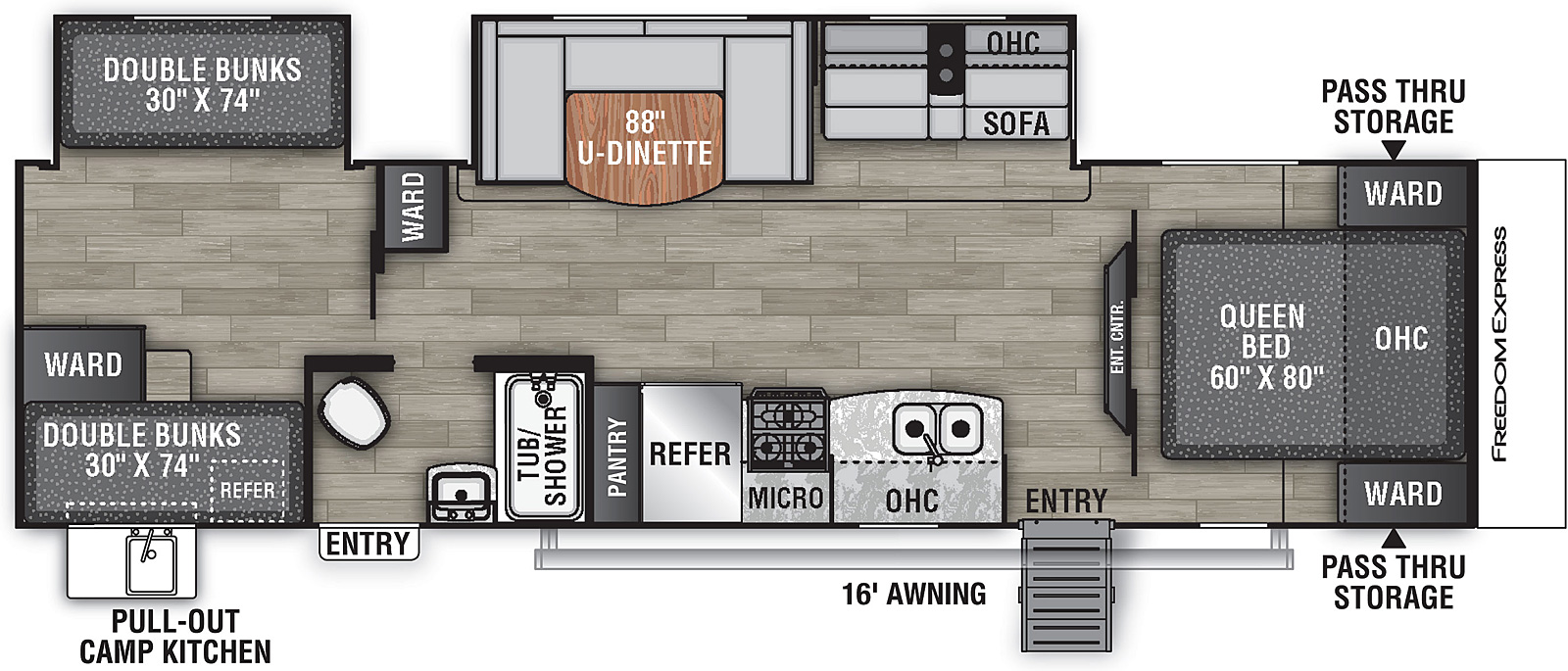 The floor plan of the Coachmen Freedom Express Select 31SE