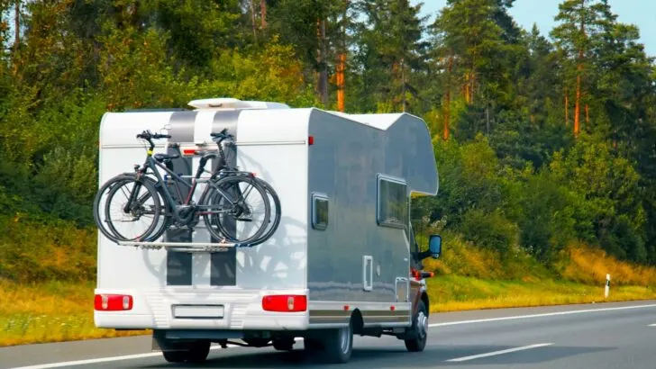An RV driving along the road