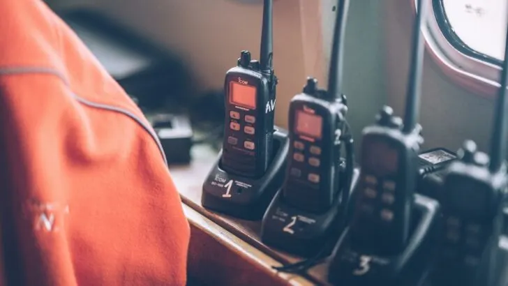 Several two-way radios in charging stations
