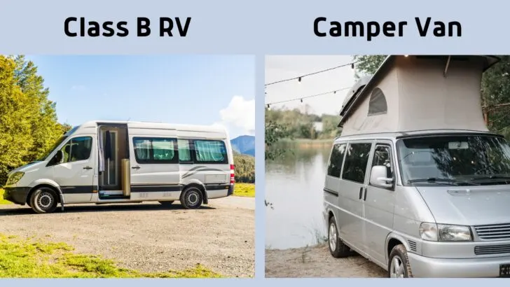A Class B RV and a "camper van"