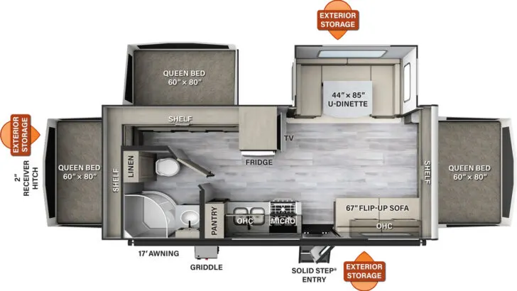 Floor plan of the Forest River Rockwood Roo 233S