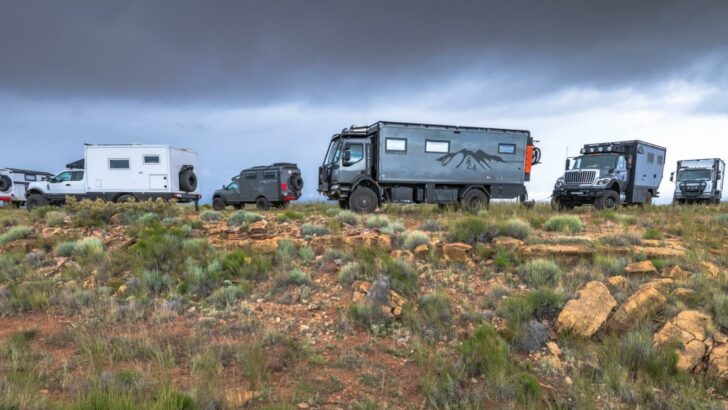 Six off-road RVs from Global Expedition Vehicles shown