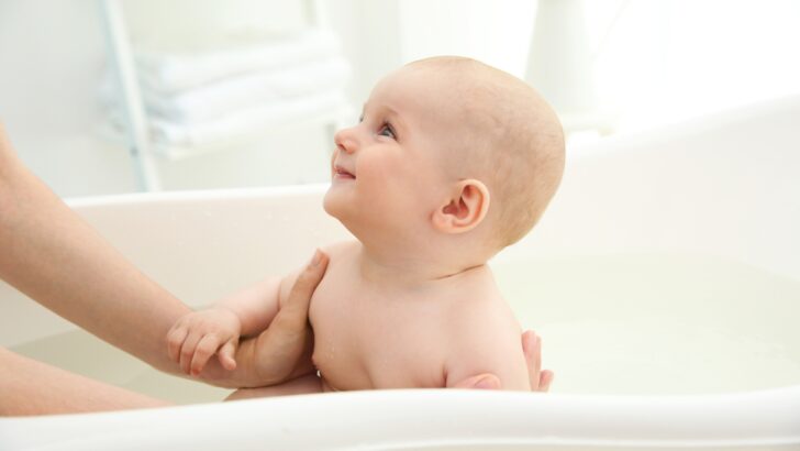 A baby in a bathtub