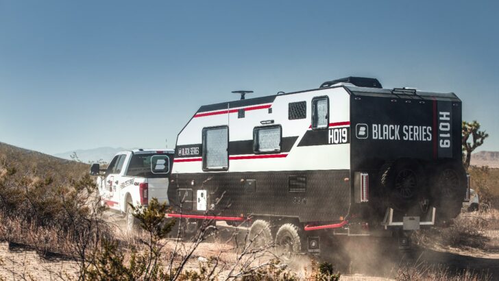 A Black Series HQ19. We spent a month in one of these serious off-road RV trailers.