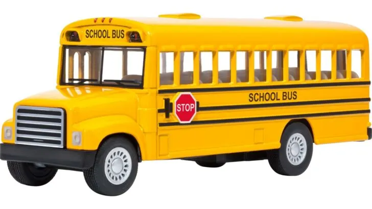 A conventional dog-nose school bus