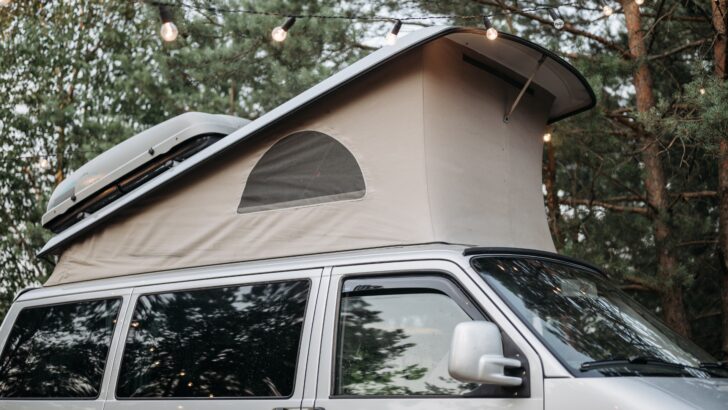 The "pop top" feature of a small Class B "campervan".