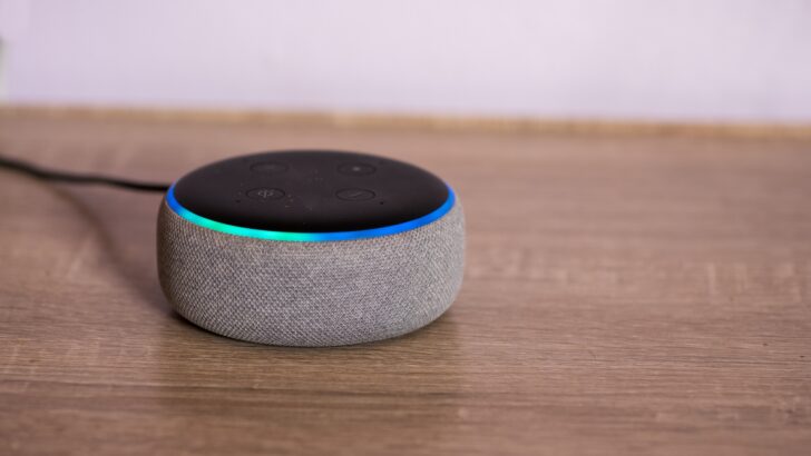 An Echo Dot allowing voice communication via Alexa