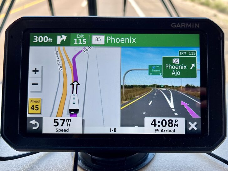 The screen of our Garmin RV GPS