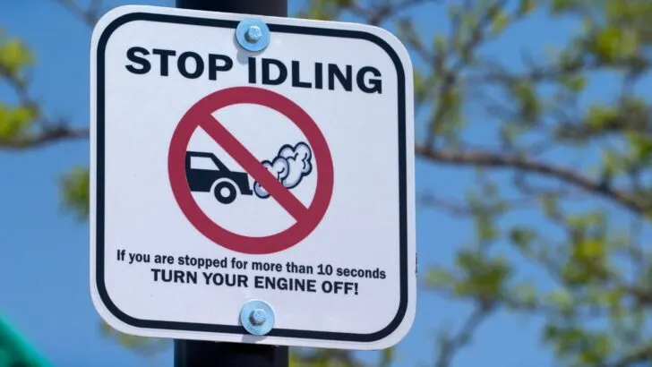 A "STOP IDLING" sign