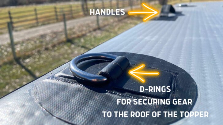 Rooftop D-rings and web handles shown