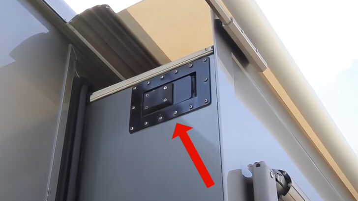 A power slide lock arm on our motorhome