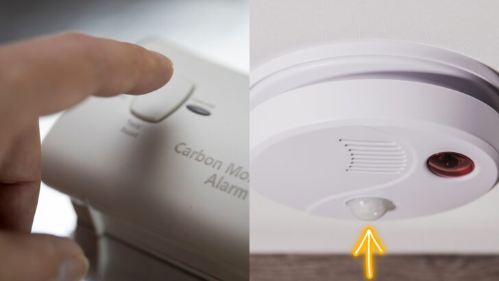 The test buttons of two types of CO detectors shown