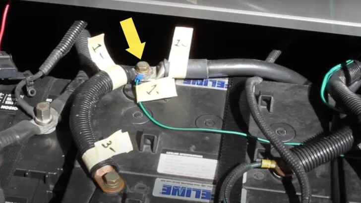 All cables that attach to battery #1's negative post labeled 1-