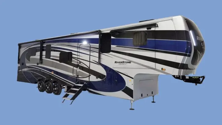 A Riverstone Legacy luxury fifth wheel camper from Forest River
