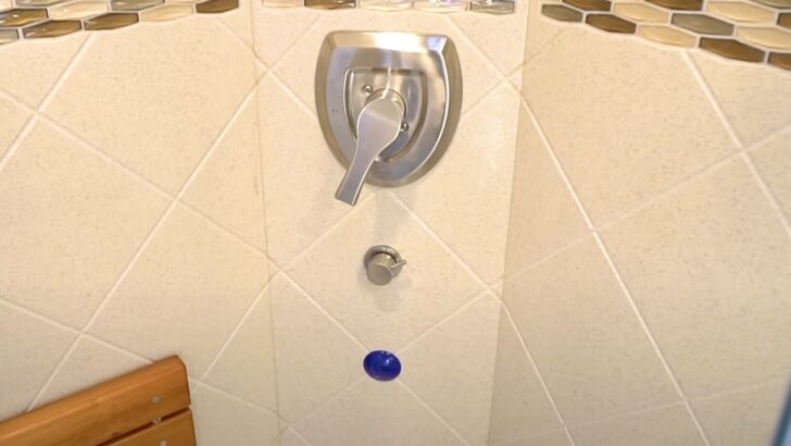A factory-installed Showermiser in a Newmar New Aire.