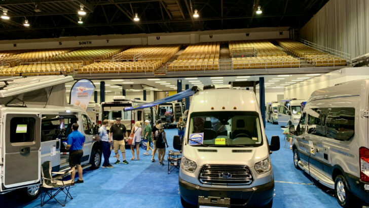 A section of Class B RVs at the Florida RV SuperShow
