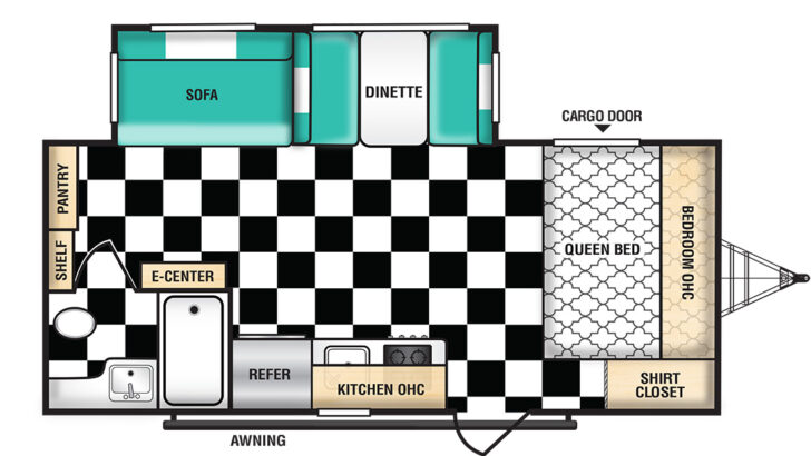 Floorplan of the Retro 210 from Riverside RV