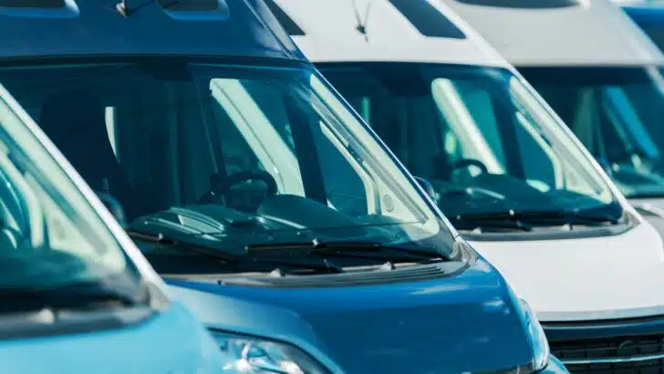 RVs lined up for sale