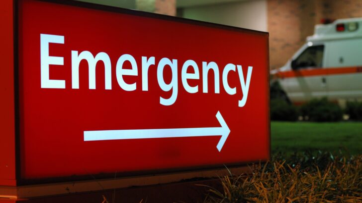 An "Emergency" sign outside a hospital ER