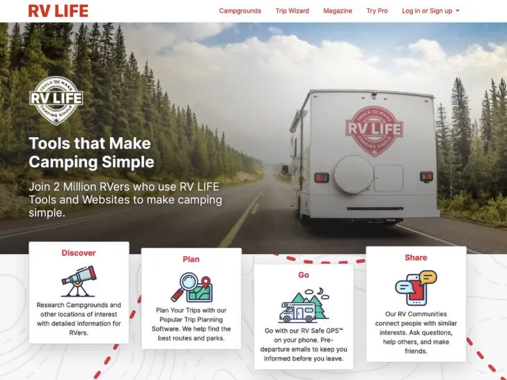 RV LIFE website home page