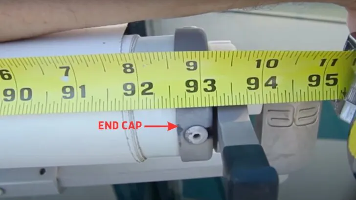 Measurement from end cap to end cap shown