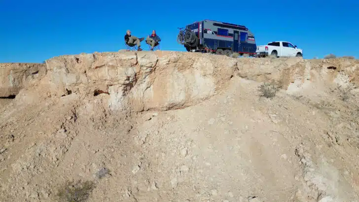 Peter & John with the HQ19 perched on the edge of a cliff