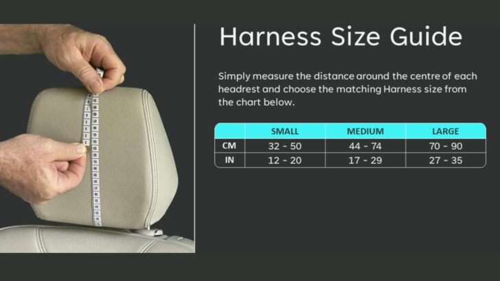 How to measure the center of the headrest and the size chart are shown