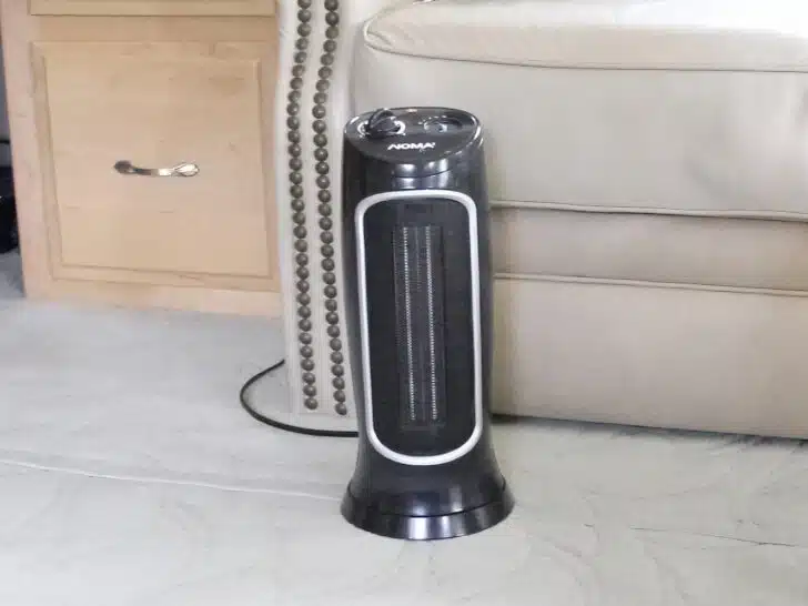 An electric space heater in our RV