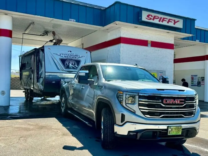 RV washing at a car wash