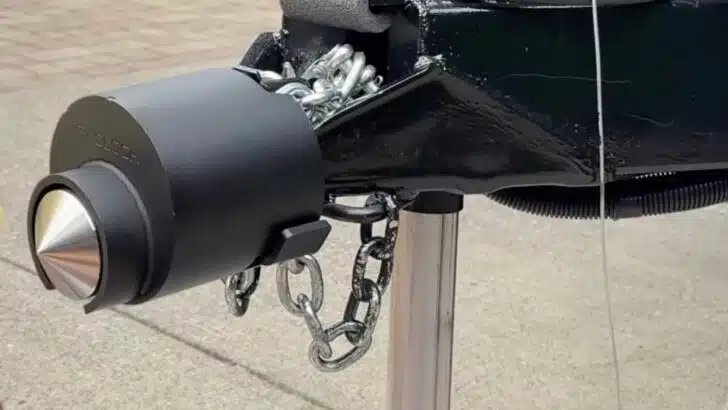 Chains hidden inside Paclock trailer lock