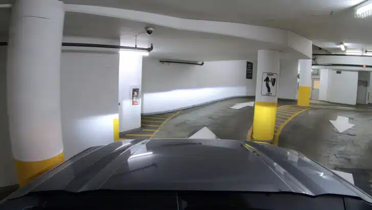 Our GMC truck in our building's tight garage