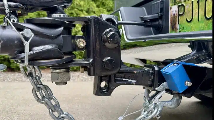 The receiver on our GMC Sierra 1500 with the hitch installed